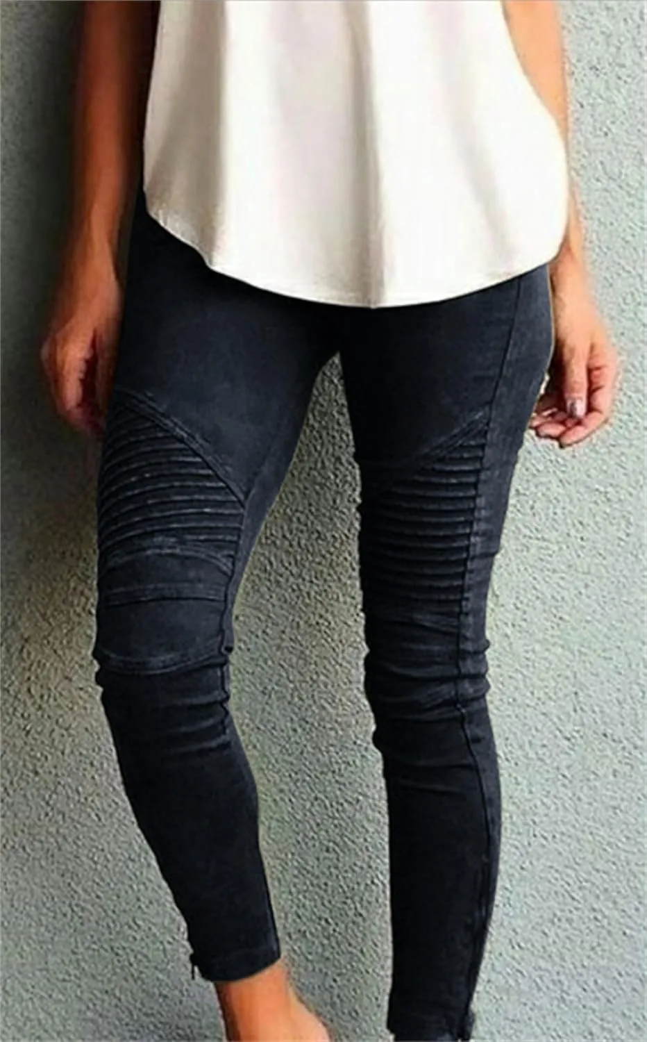 Womens Leggings Butt Lifting Yoga Pants Stretch High Waist Slim Fit Athletic Pant Pleated Solid Color Workout Pant