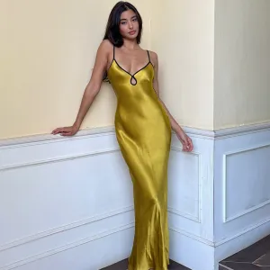 Womens Slip Dress  Satin  Slim Fit  Spaghetti Straps  Backless Formal Wear