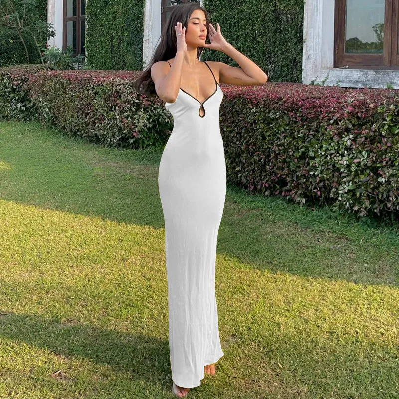 Womens Slip Dress  Satin  Slim Fit  Spaghetti Straps  Backless Formal Wear