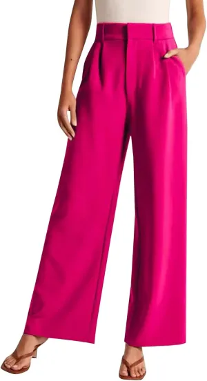 Women's Trousers Solid Color Thin High Waist Wide Leg Pants Womens Casual Stretchy Work Pants with Pockets