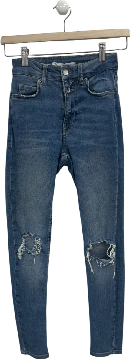 ZARA Blue Ripped Skinny Jeans UK 6